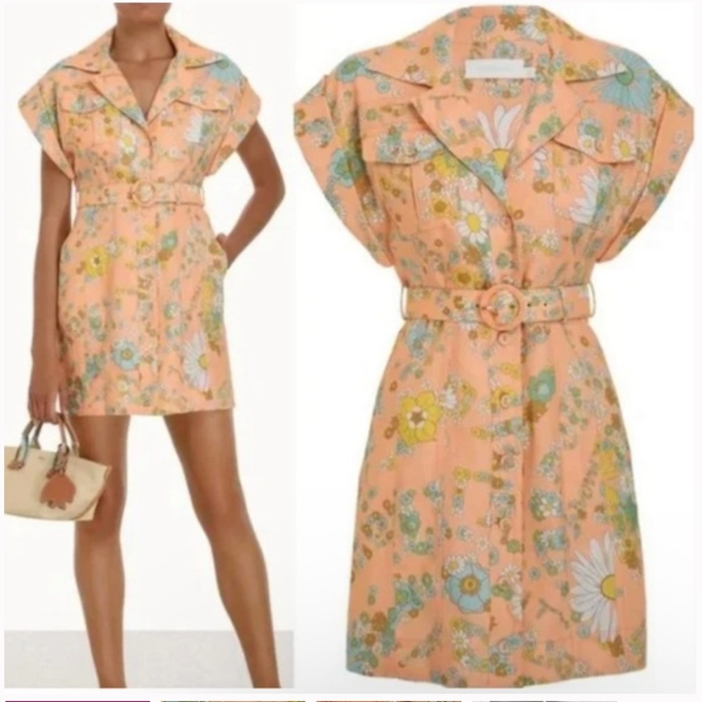 Zimmermann Peach Floral Mini Dress AU1